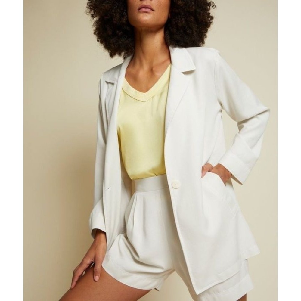 Nation LTD Jessie Draped Lyocell Ivory "Dirty White" Blazer Women's Size Large